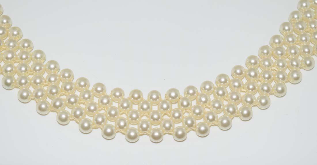Faux Pearl Choker Necklace: Faux pearl choker necklace | Measurement: 13” – 14” length, 23mm width