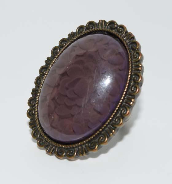 Large Bronze Tone Purple Ring Sz 6.5 (1 of 5)