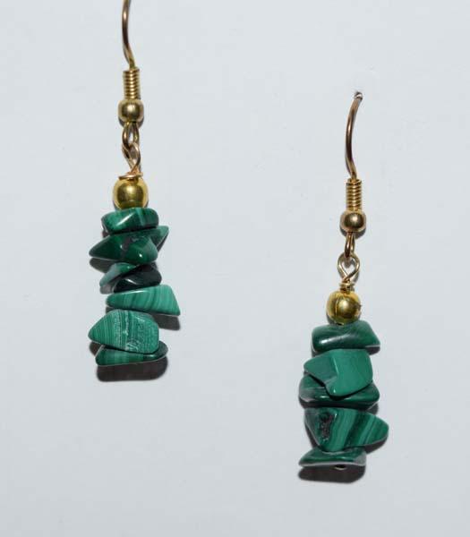 Malachite Fashion Earrings: Malachite fashion earrings | Measurement: 43.5mm drop, 9.5mm width