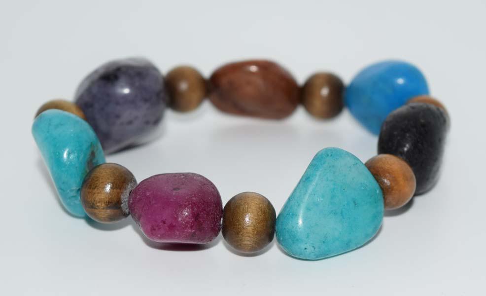 Natural Stone & Wood Stretch Bracelet (1 of 2)