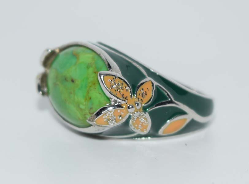 Sterling Silver Enamel Ring Size 5 (1 of 5)