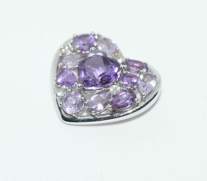 Sterling Amethyst & White Topaz Heart Pendant: This pendant measure’s 18.5 x 21.4mm & stamped 925 AV.