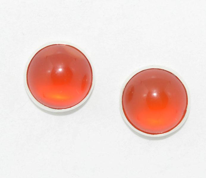 Sterling Carnelian Round Post Earrings: These earrings measure 8.5mm round & stamped MW Sterling.