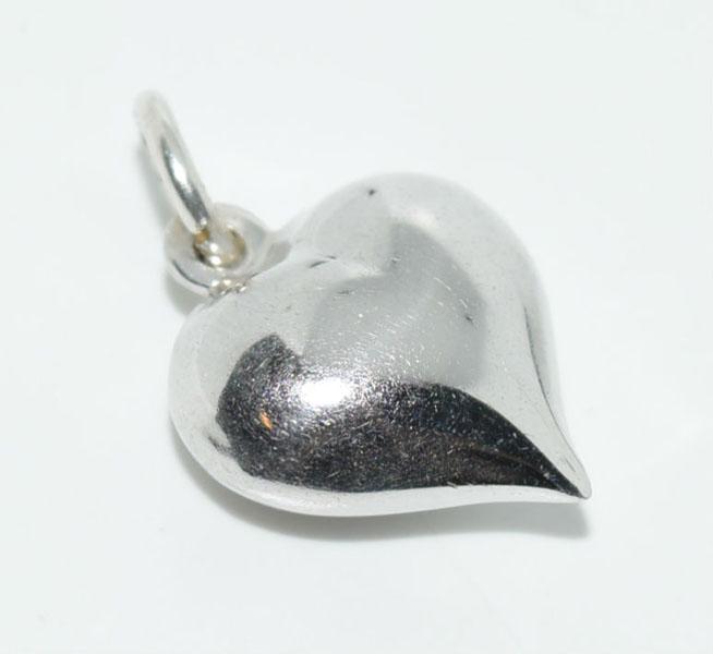 Tested Sterling Small Domed Heart Charm/Pendant: This charm/pendant measures 18.8 x 15.5mm & tested sterling silver.