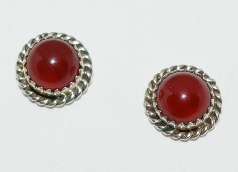 Sterling Rope Halo Carnelian Round Post Earrings: These earrings measures 11mm round & stamped Sterling D. ERRO.