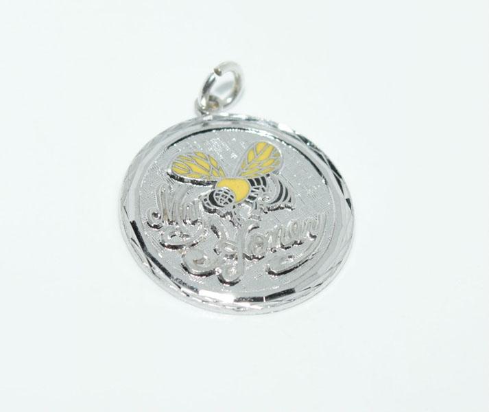 Sterling Silver My Honey Bee Charm: This pendant measure’s 21.5mm round & stamped Sterling.
