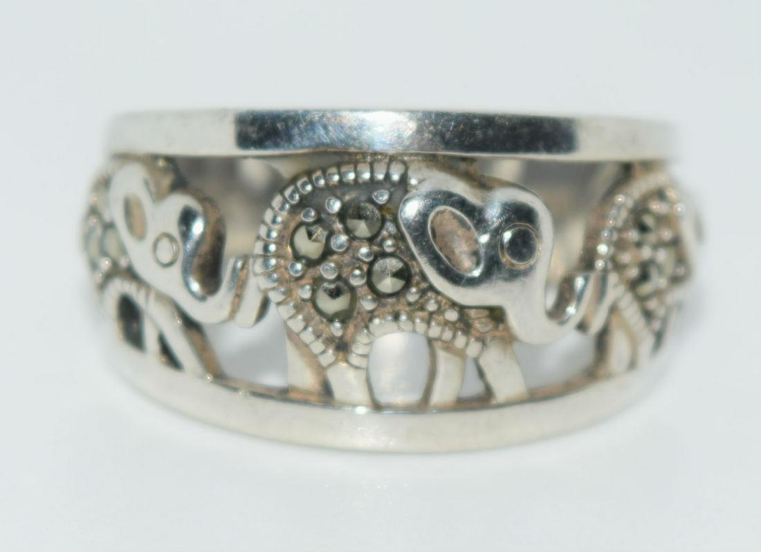 Sterling Marcasite Walking Elephants Ring sz 6: This ring is 12.5mm at its widest point.
