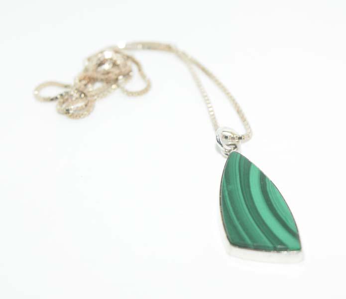 Tested Sterling Malachite Necklace: This pendant measures 14.4mm wide with a 1.55inch drop on a 16inch box chain & tested sterling.