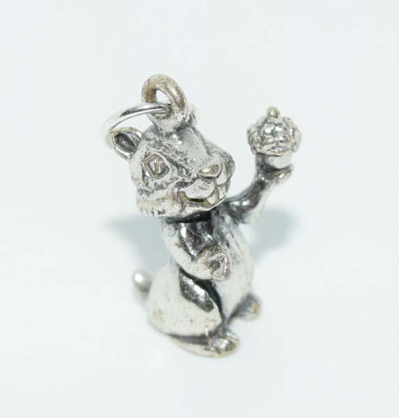 Silver Tone Squirrel with Nut Charm (1 of 3)