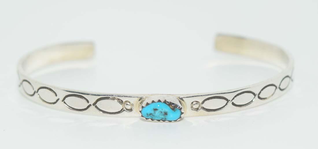 USA Sterling Native Turquoise Cuff Bracelet (1 of 6)