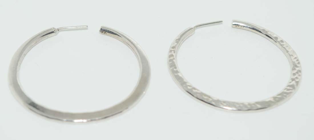 Heavy Vintage Sterling Silver Flat Hoop Earrings (1 of 4)