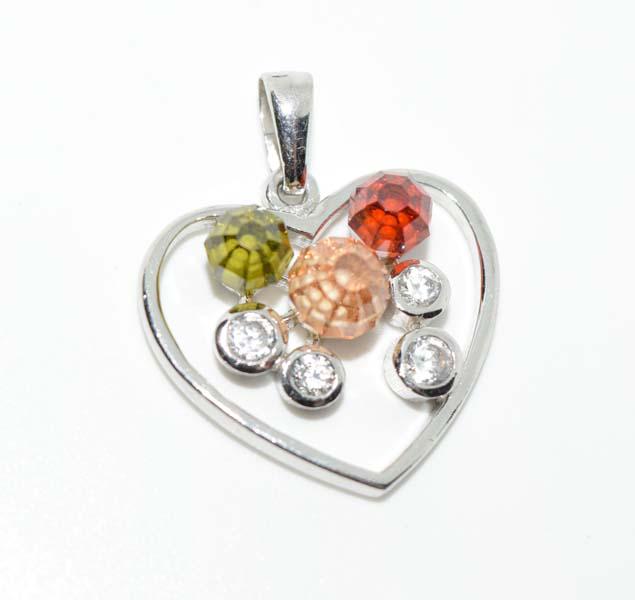Sterling Silver Multi-Stone Heart Pendant (1 of 4)