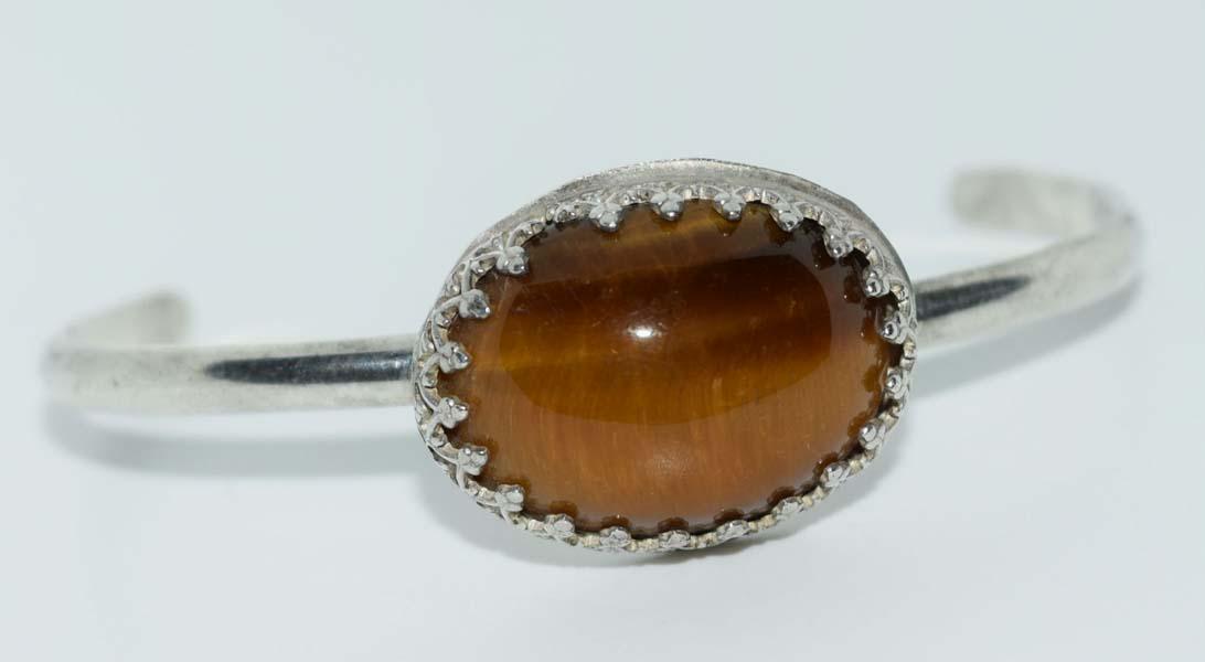 Tested Sterling Tigers Eye Small Cuff Bracelet (1 of 5)