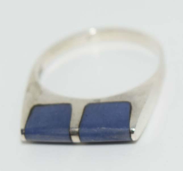 Tall Sterling Silver Sodalite Ring Size 6: This ring measures 6mm rise 16mm face & 3mm thick stamped 925 & a size 6.