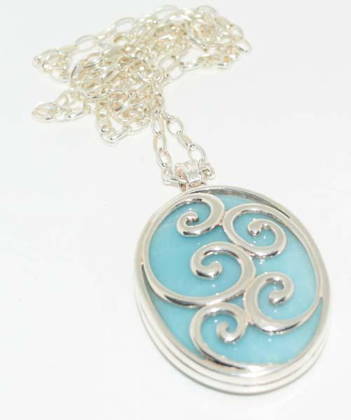 Heavy Italy Sterling Larimar Scroll Necklace (1 of 6)