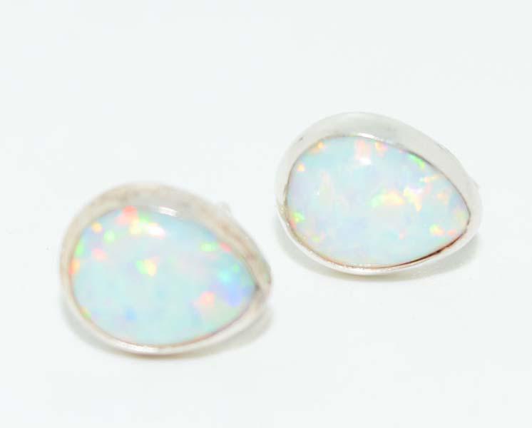 Tested Sterling Teardrop Opal Post Earrings (1 of 5)
