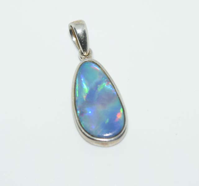 Blue Australian Striated Opal Doublet Sterling Silver (1 of 4)