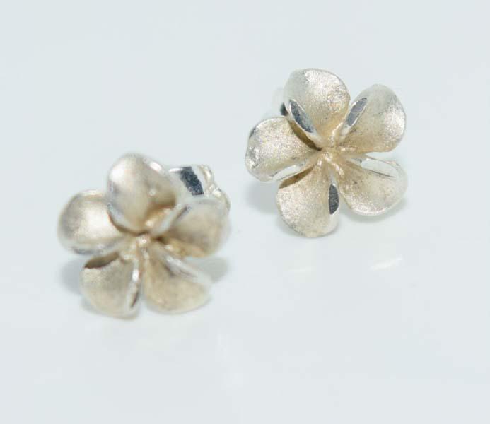 Sterling Silver Plumeria Flower Post Earrings (1 of 3)