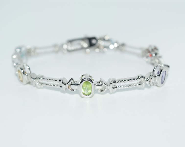Silver Tone Lia Sophia Semi Precious Gemstone Bracelet (1 of 3)