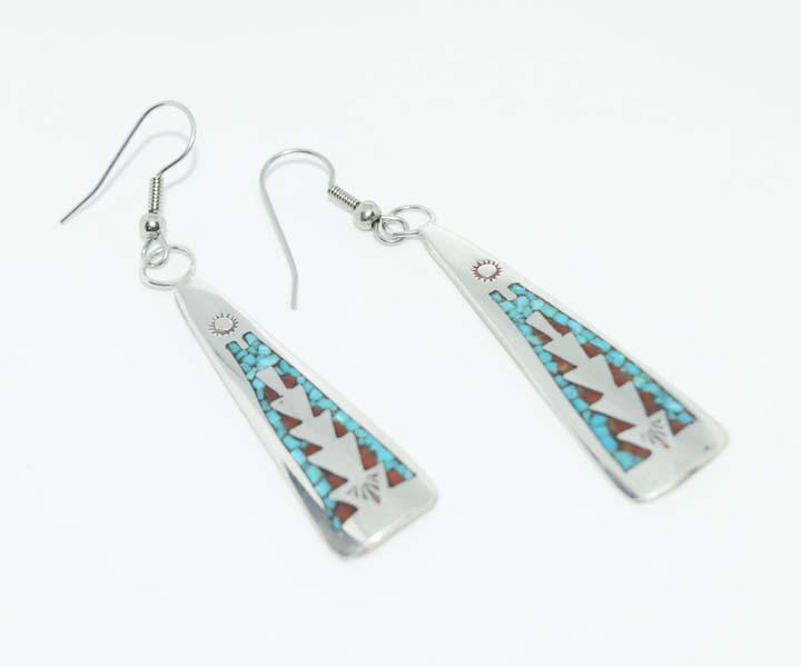 Tested Sterling Crushed Coral Turquoise Earrings (1 of 5)