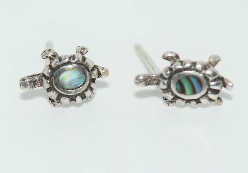 Silver Tone Abalone Turtle Post Earrings (1 of 3)