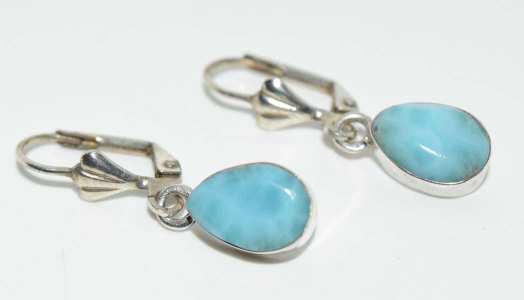 Vintage Sterling Larimar Teardrop Lever Earrings (1 of 3)