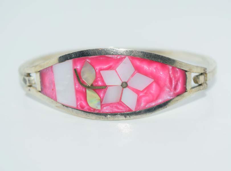 Hot Pink Alpaca Mexico Abalone Bracelet (1 of 3)