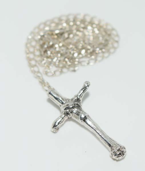 Tested Sterling Hand Crafted Religious Cross Necklace (1 of 3)