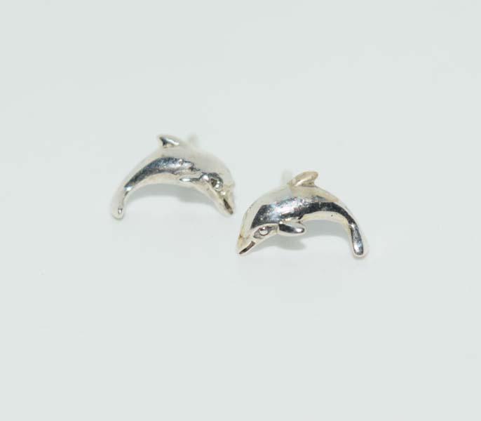 Silver Tone Small Dolphin Post Earrings (1 of 3)