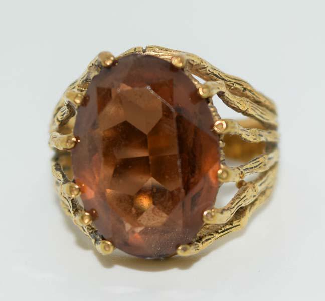 14KT Gold Plated Large Dinner Ring Sz8.5 (1 of 4)