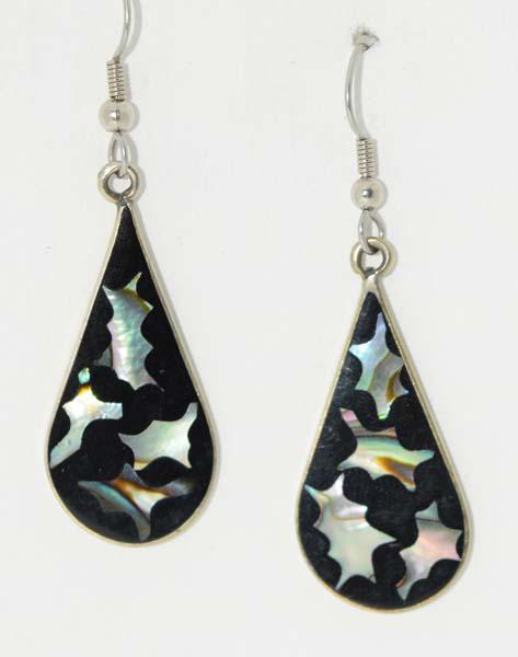Mexico Alpaca Teardrop Abalone Inlaid Earrings (1 of 4)