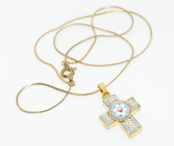 Antique Victorian Italy Micro Mosaic Cross Necklace (1 of 4)