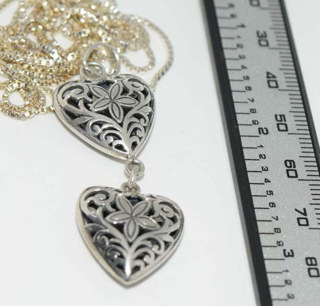 Sterling Silver Long Cut Out Heart Dangle Necklace (1 of 3)
