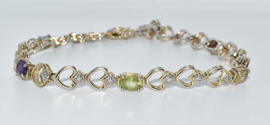 Gold Over Sterling Silver Multi Stone Bracelet (1 of 3)