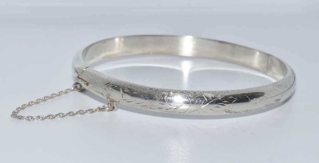 Sterling Silver Etched Bangle Bracelet (1 of 5)