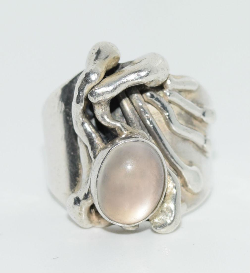 Signed Grove Sterling Artisan Ring Size 7.75 (1 of 3)