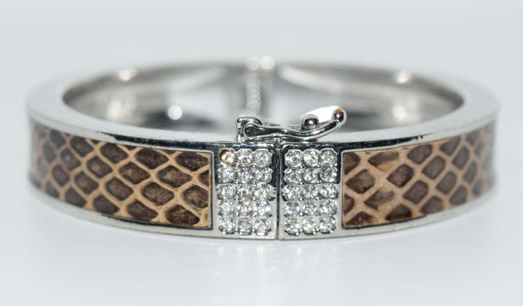 Ann Taylor Animal Print & Rhinestone Bangle Bracelet (1 of 3)