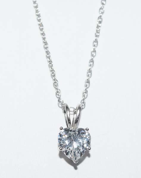 Sterling Silver CZ Heart Necklace (1 of 2)