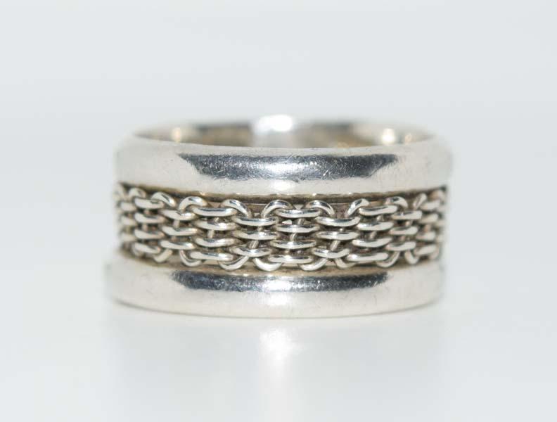 Sterling Silver Woven Band Ring Sz 7.75 (1 of 3)
