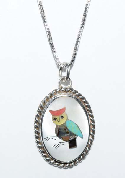 Sterling Silver MOP Owl Necklace (1 of 3)