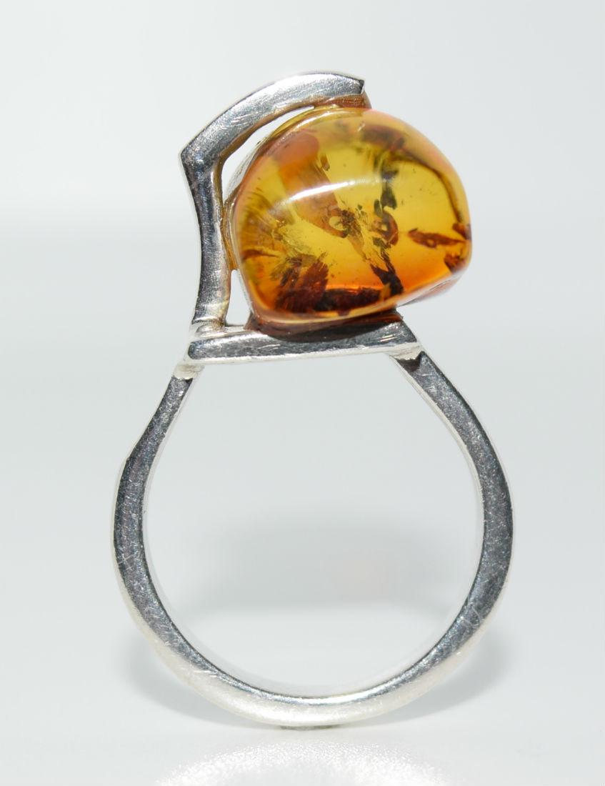 Sterling Silver Modernist Amber Ring Sz 6.75 (1 of 4)
