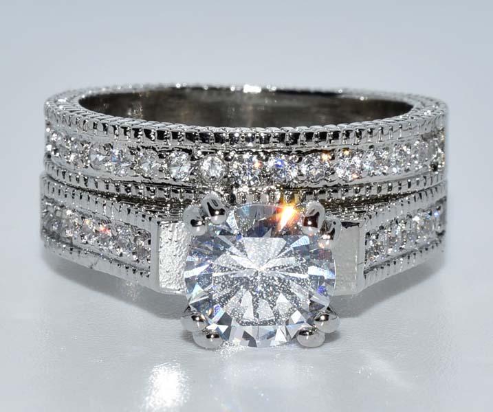 Double Band Solitaire with Accent CZ Ring Sz 9: Measurement: 8.3mm total band width | Size: 9