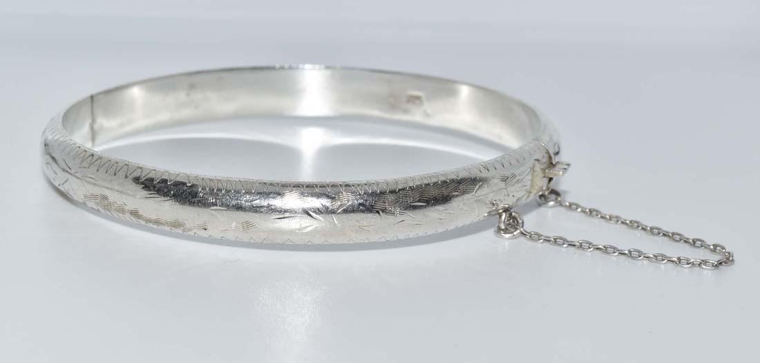 Sterling Silver Etched Bangle Bracelet (1 of 4)