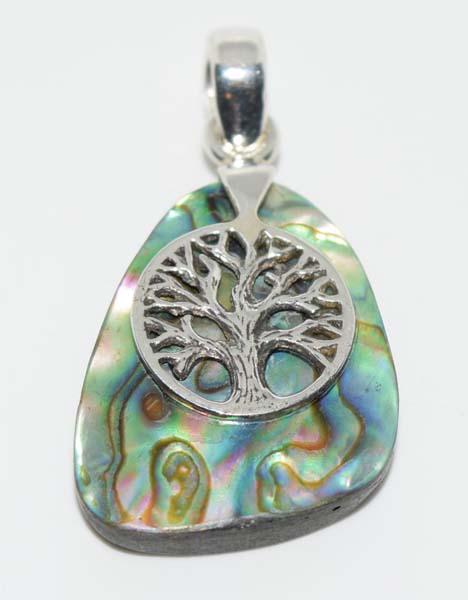 Sterling Silver Abalone Tree Pendant: Measurement: 41.5mm drop, 20mm width | Weight: 6.1 grams | Stamp: 925