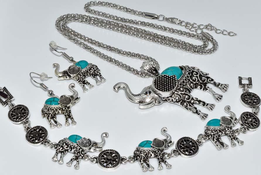 3 Pc Elephant Bracelet, Earrings, & Necklace Set (1 of 4)