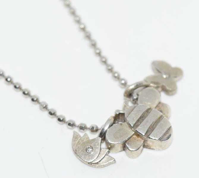Sterling Bee Butterfly & Lotus Flower Diamond Necklace (1 of 3)