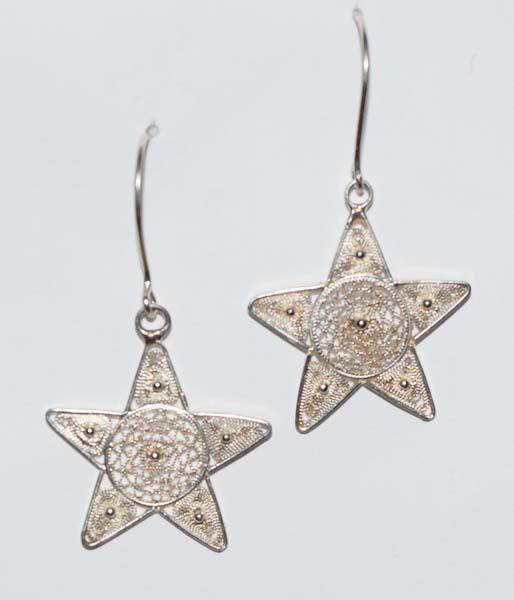 950 Silver Filigree Star Dangle Earrings (1 of 2)