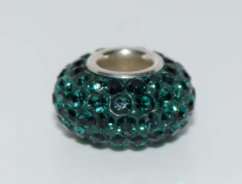 Sterling Silver Green Rhinestone Slide Charm Pendant (1 of 3)