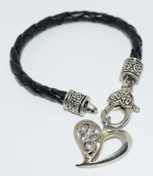 Woven Leather Heart Charm Bracelet (1 of 4)