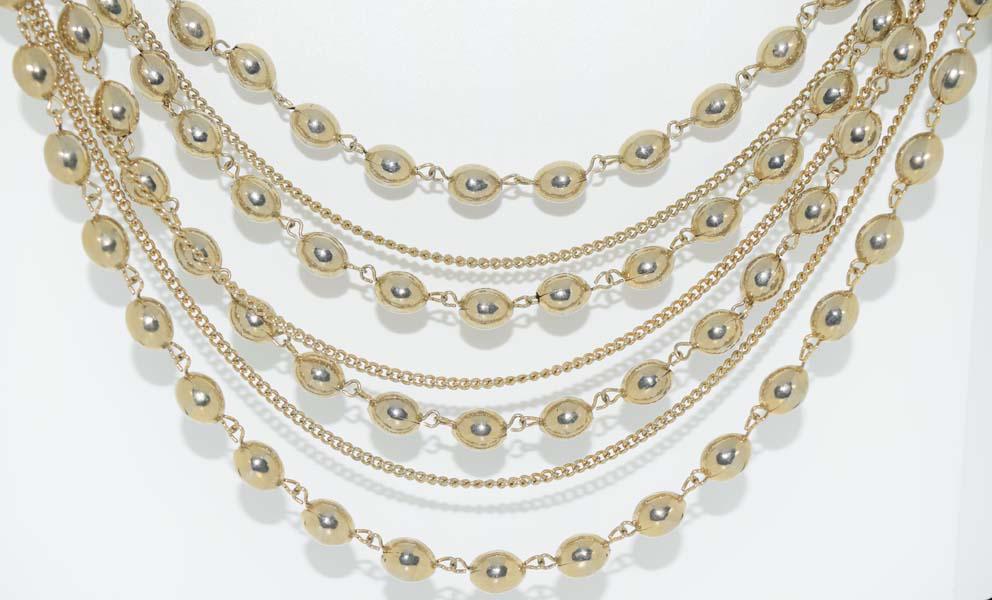 Vintage 7 Strand Gold Tone Necklace (1 of 2)